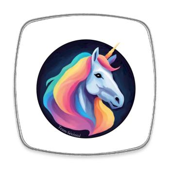 Regenbogen-Einhorn - Viereckiger Kühlschrankmagnet - Weiß - Vorne