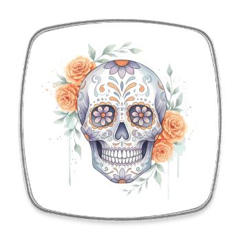 Sugar Skull Halloween Party Outfit Gift Funny - Square fridge magnet - white - Front