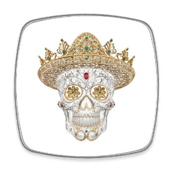 Dia De Los Muertos Calavera Crâne Fleurs Cadeau - Magnet carré - blanc - Devant