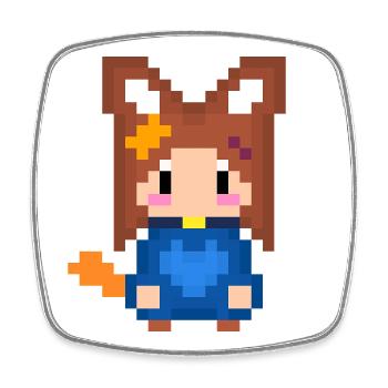 Pixel Kitsune Fuchs Mädchen in Blauer Hoodie - Viereckiger Kühlschrankmagnet - Weiß - Vorne