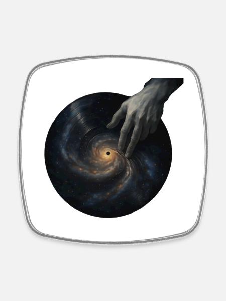Cosmic DJ – The Sound of the Universe - Square fridge magnet - white