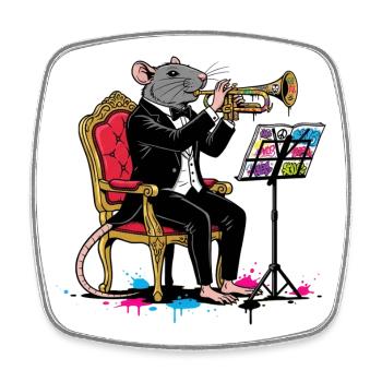 Jazzrat en trompette smoking - Magnet carré - blanc - Devant