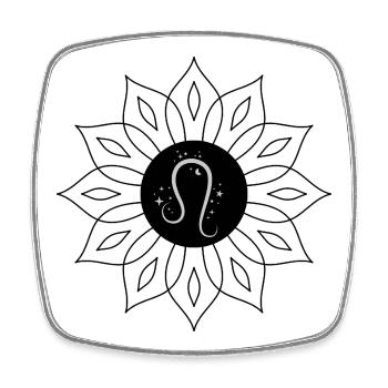 Signe astrologique lion - Magnet carré - blanc - Devant