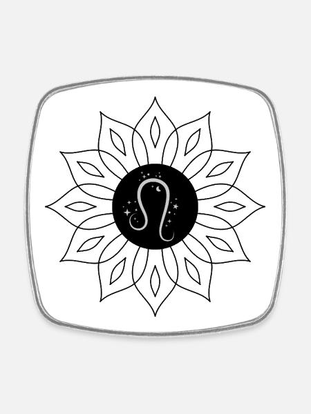 Signe astrologique lion - Magnet carré - blanc