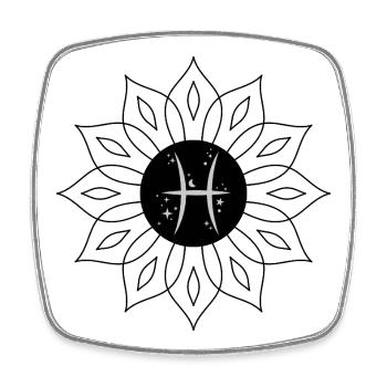 Celestial Symmetry and Crescent Stars - Square fridge magnet - white - Front
