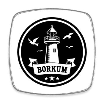 Leuchtturm Borkum Maritimes Emblem - Viereckiger Kühlschrankmagnet - Weiß - Vorne