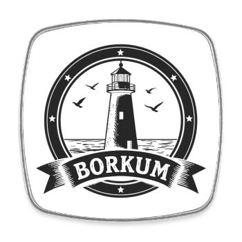 Leuchtturm Borkum Maritimes Emblem - Viereckiger Kühlschrankmagnet - Weiß - Vorne