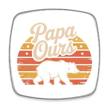 Papa Ours Retro Soleil - Viereckiger Kühlschrankmagnet - Weiß - Vorne