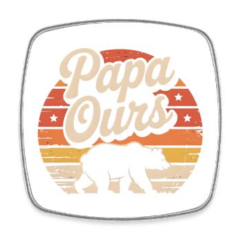 Papa Ours au coucher soleil - Viereckiger Kühlschrankmagnet - Weiß - Vorne