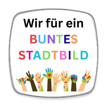 Wir für ein buntes Stadtbild, Virlfalt, Diversität - Viereckiger Kühlschrankmagnet - Weiß - Vorne