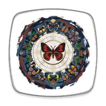 Mandala du cercle des papillons - Magnet carré - blanc - Devant