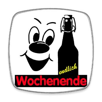 Endlich Wochenende - Viereckiger Kühlschrankmagnet - Weiß - Vorne