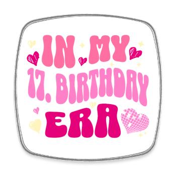 Dans mon 17e anniversaire époque coeur rétro design - Magnet carré - blanc - Devant