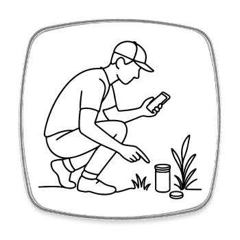 Geocacher Sketch – Minimalist Outdoor Motif - Square fridge magnet - white - Front