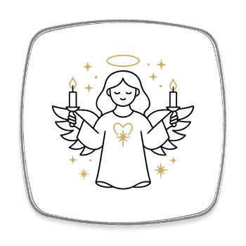 Angel with candles and golden heart - Square fridge magnet - white - Front