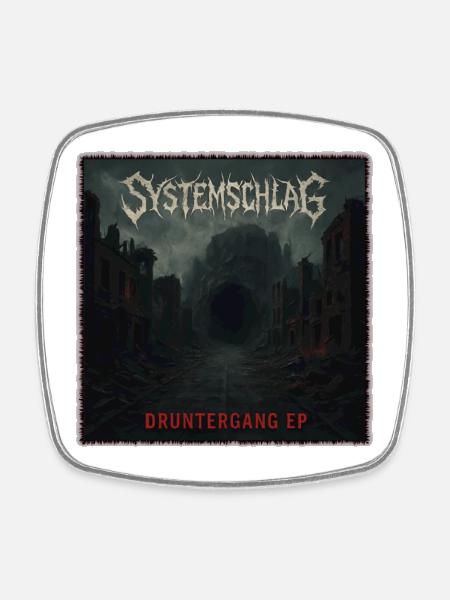 Systemschlag Band Merchandising - Viereckiger Kühlschrankmagnet - Weiß