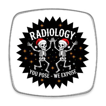 Radiology skeletons in Christmas style - Square fridge magnet - white - Front