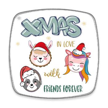 Weihnachten Freunde  - Viereckiger Kühlschrankmagnet - Weiß - Vorne