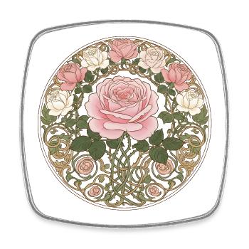 Rose Circle Ornament in Art Nouveau - Square fridge magnet - white - Front