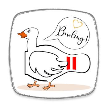 BOWLING LUSTIGE GANS - Viereckiger Kühlschrankmagnet - Weiß - Vorne