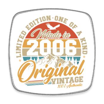 Original 2006 Jahrgang Geburtstag Retro Geschenk - Viereckiger Kühlschrankmagnet - Weiß - Vorne