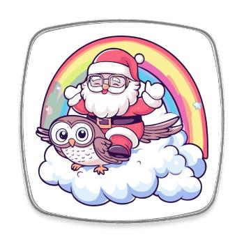 Eule Weihnachtsmann Weihnachten - Viereckiger Kühlschrankmagnet - Weiß - Vorne