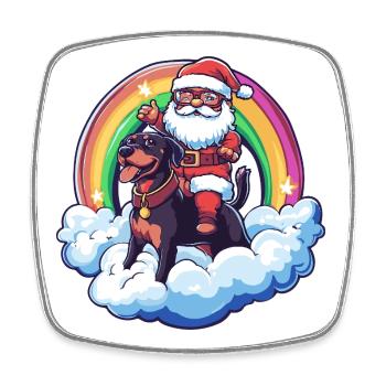 Doberman Dog Santa Claus Christmas - Square fridge magnet - white - Front