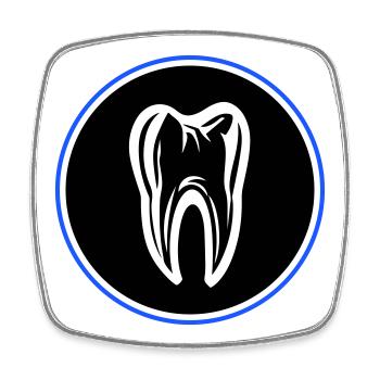 Icône de dentiste dentaire - Magnet carré - blanc - Devant