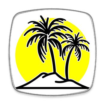 Palm Tree Symbol Beach Island - Square fridge magnet - white - Front