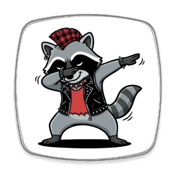 Punk Rock Raccoon – DAB Move dans le style comique - Magnet carré - blanc - Devant