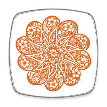 Blumen Batik Mandala Hoodie im Boho Retro Style - Viereckiger Kühlschrankmagnet - Weiß - Vorne