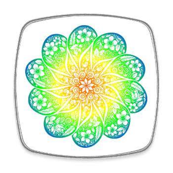 Blumen Rainbow Mandala Hoodie im Boho Retro Style - Viereckiger Kühlschrankmagnet - Weiß - Vorne