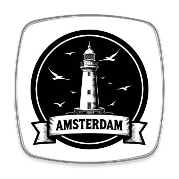 Phare d’Amsterdam Maritimes - Magnet carré - blanc - Devant