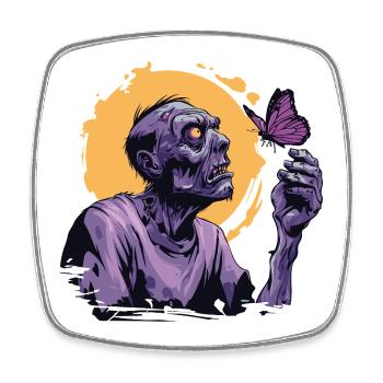Zombie with Butterfly - Square fridge magnet - white - Front