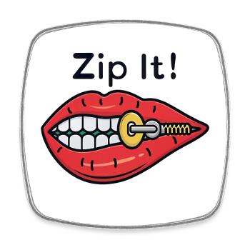 Zip It! Rote Lippen Reißverschluss - Viereckiger Kühlschrankmagnet - Weiß - Vorne