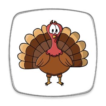 Turkey with Wide Tail - Square fridge magnet - white - Front