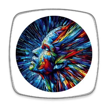 Cri coloré géométrique - Magnet carré - blanc - Devant