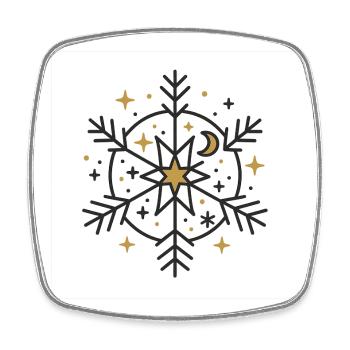 Cosmic Snowflake Starry Moon - Square fridge magnet - white - Front