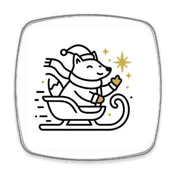 Christmas Mouse on Sleigh - Square fridge magnet - white - Front