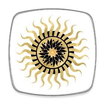 Goldene Sonne Blumen Mandala - Viereckiger Kühlschrankmagnet - Weiß - Vorne