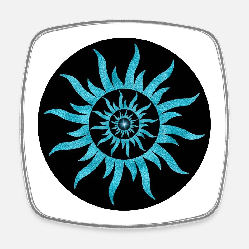 Sun Spiral Blue Sapphire - Square fridge magnet - white