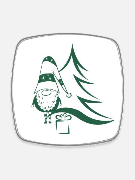 Christmas gnome - Square fridge magnet - white
