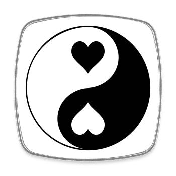 Contraste YinYang du cœur - Magnet carré - blanc - Devant