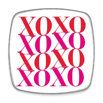 Xoxo. Baisers, câlins et vibrations de fille - Magnet carré - blanc - Devant