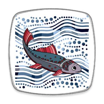 poisson - Magnet carré - blanc - Devant