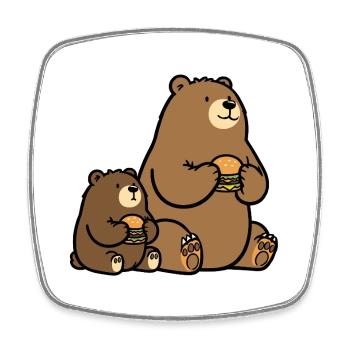 Familie Bär Bären Vater Sohn Hamburger Burger Papa - Viereckiger Kühlschrankmagnet - Weiß - Vorne