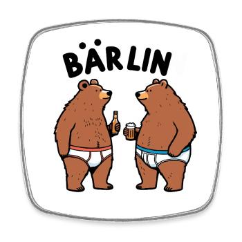 Bären Berlin Bärlin Bär Bier Party Unterhose Prost - Viereckiger Kühlschrankmagnet - Weiß - Vorne