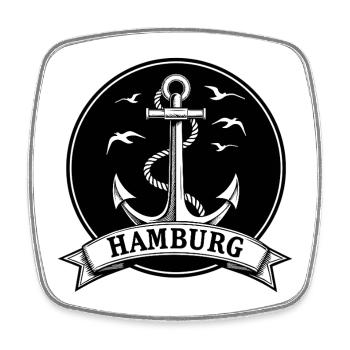 Hambourg Anker Armoiries maritimes Moin - Magnet carré - blanc - Devant