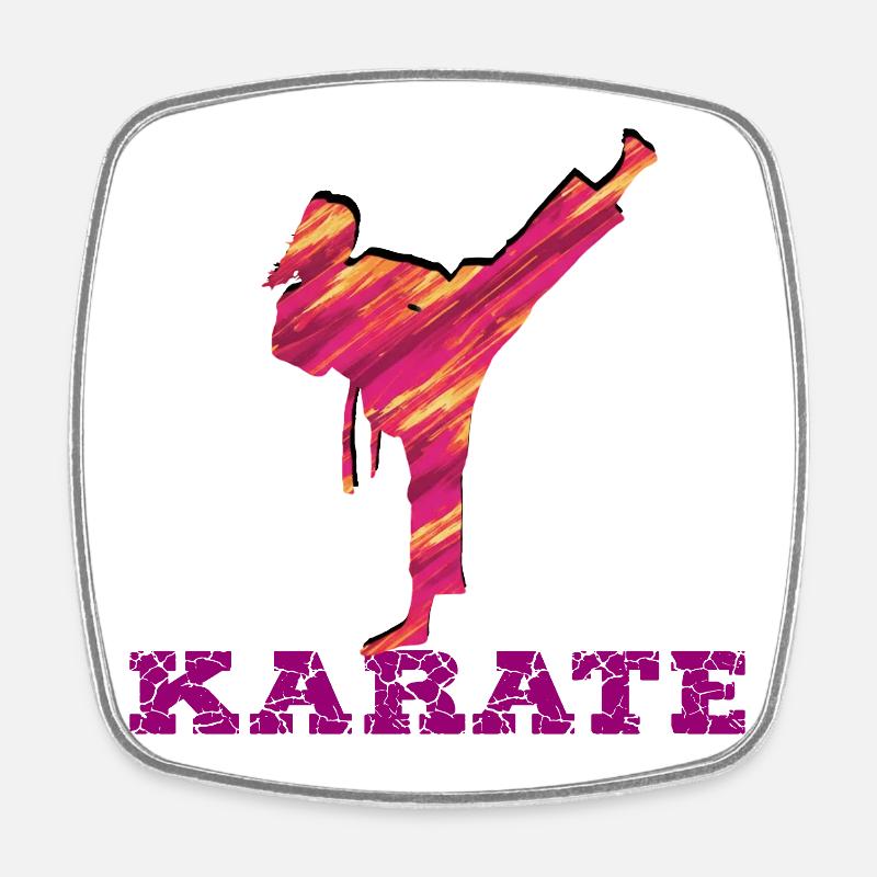 Karate Silhouette Farbexplosion - Viereckiger Kühlschrankmagnet - Weiß