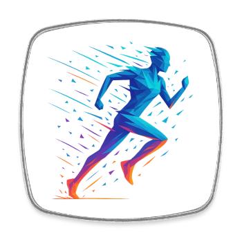 Neon Geometric Run - Square fridge magnet - white - Front